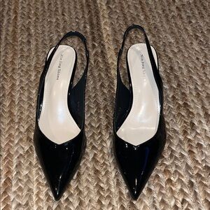 American Vintage Glossy Black Slingback Heels